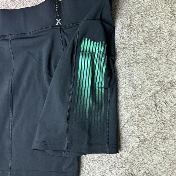 SAVAGE X FENTY Band-It High-Waist Bike Short Black Caviar/Oil Slick SZ L New - Picture 15 of 16
